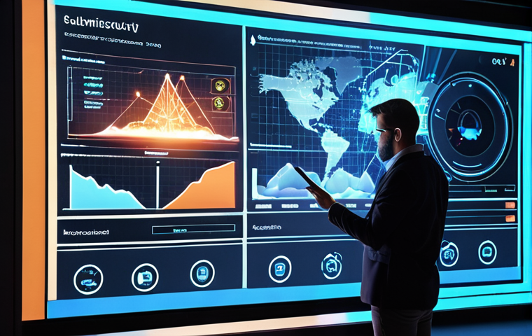 ** A determined IT professional, highlighted by a beam of light, studying cloud security diagrams on a futuristic holographic display. Emphasis on AWS, Azure, and GCP logos subtly integrated into the background.
**