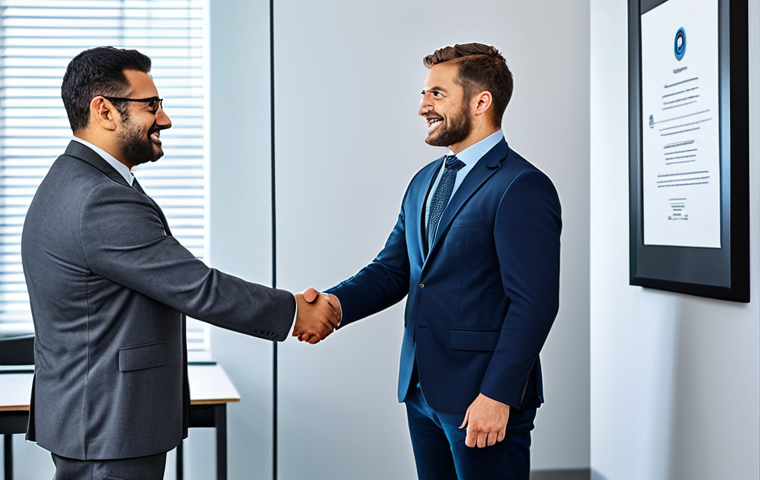 **
"A confident information security engineer, fully clothed in professional business attire, shaking hands after a successful salary negotiation, modern office background, certificates visible on the wall, safe for work, appropriate content, perfect anatomy, correct proportions, professional, family-friendly."
**