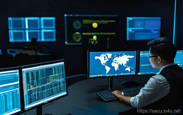 정보보안 실무와 암호화 기술의 실제 활용 사례 - A dynamic, abstract image showcasing Artificial Intelligence as a vigilant cybersecurity guardian. A... 정보보안 실무와 암호화 기술의 실제 활용 사례 - A dynamic, abstract image showcasing Artificial Intelligence as a vigilant cybersecurity guardian. A...