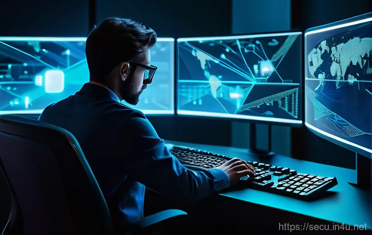 정보보안 실기 시험 대비 최신 기술 동향 분석 - A focused cybersecurity professional, in their late 20s to early 30s, dressed in smart casual busine... 정보보안 실기 시험 대비 최신 기술 동향 분석 - A focused cybersecurity professional, in their late 20s to early 30s, dressed in smart casual busine...