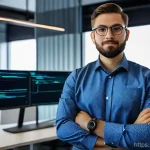 Home 16 정보보안 자격증 취득 후 프로젝트 관리 경험 - **Image Prompt 1: The Certified Cybersecurity Professional**
"A confident, diverse male cybersec...