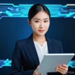 Home 15 정보보안 자격증 취득 후 성공적인 커리어 개발 - **Prompt:** A determined young East Asian woman in her late 20s, wearing business casual attire, sta...