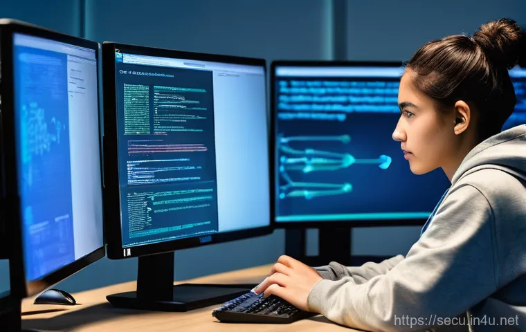 정보보안 실기 시험 대비 중요 과목 학습 전략 - **Prompt 1: Hands-on Practical Learning in Cybersecurity**
A focused, determined young adult (ge...