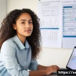 Home 17 정보보안 자격증을 활용한 스타트업 취업 후기 - **Prompt 1: A determined young woman, a former non-major, sits at a clean, modern desk. In front of ...